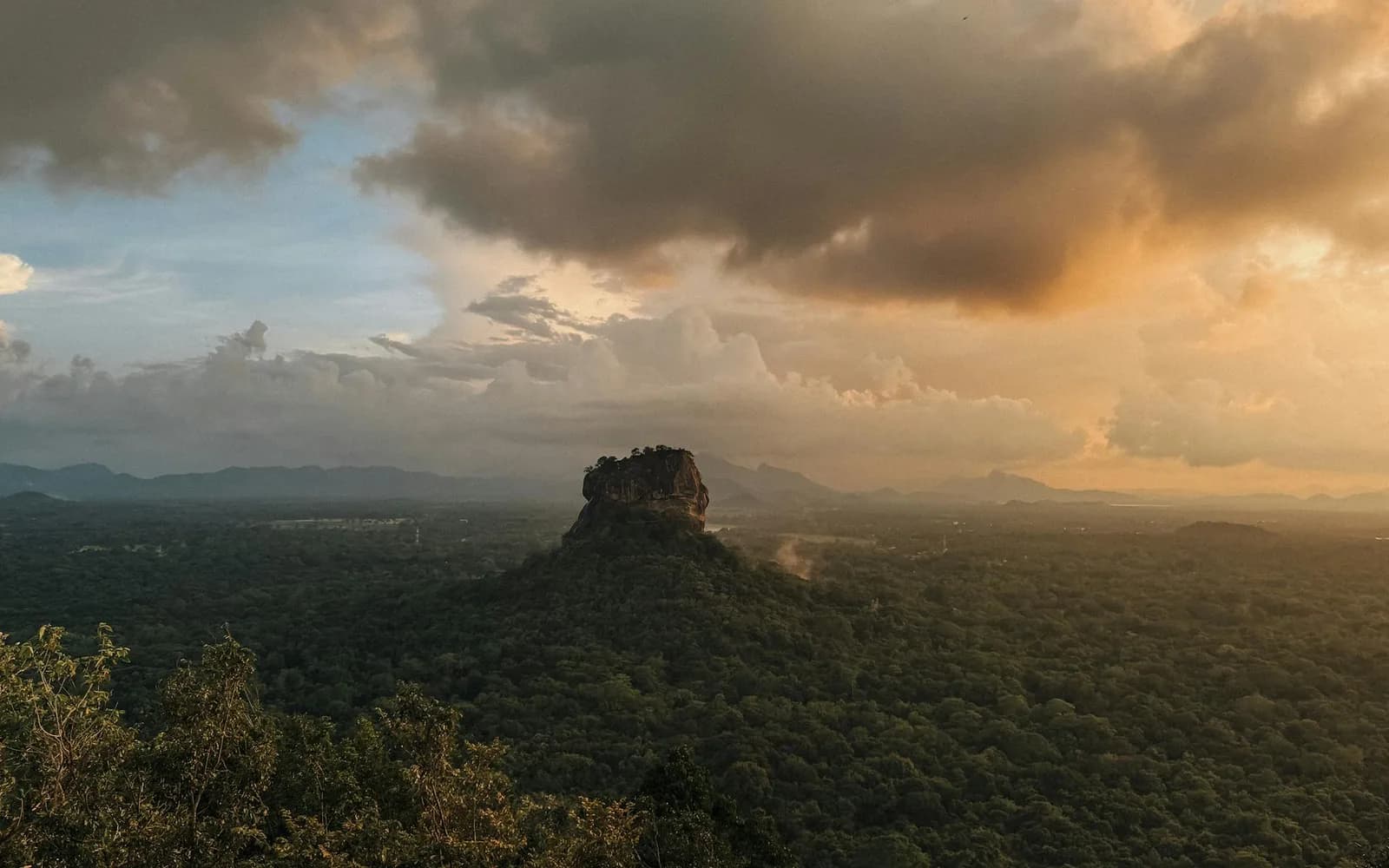 Sigiriya rock fortress at sunset during a seven day private Sri Lanka route